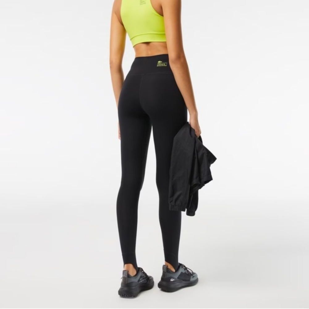 LACOSTE | Women's Black Packable Compressible Hi-Rise Leggings With Foot Gussets